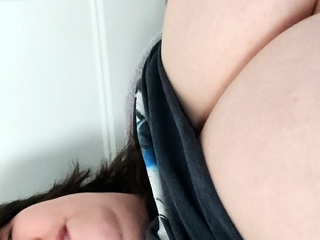 Hot brunette big boobs toying pink pussy