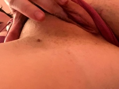Amateur busty brunette masturbates and does hand job