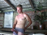 Handsome blonde boy David Robinson jerks his big dick