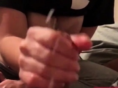 Busty Girl Gives Husband a Steamy Handjob